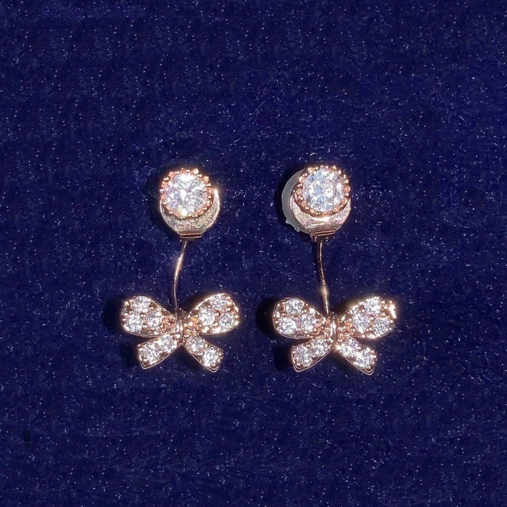 2/$20! 14K Rose Gold Plated Earrings w/Jackets - Picture 4 of 7